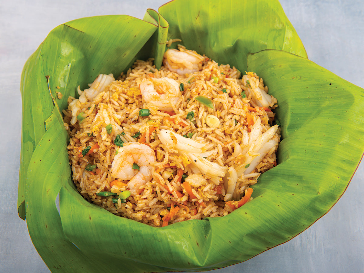 Chinese Seafood Rice in Banana Leaf